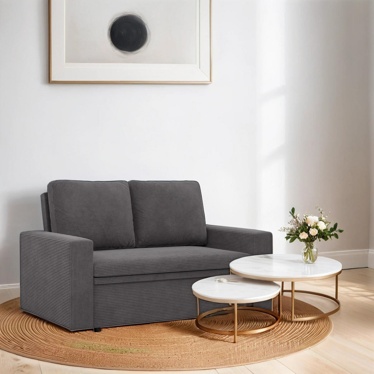SOFA Neo mit gerader Armlehnen dunkelgrau - Dunkelgrau, Textil (148/90/87cm) - SIMKAM Furniture