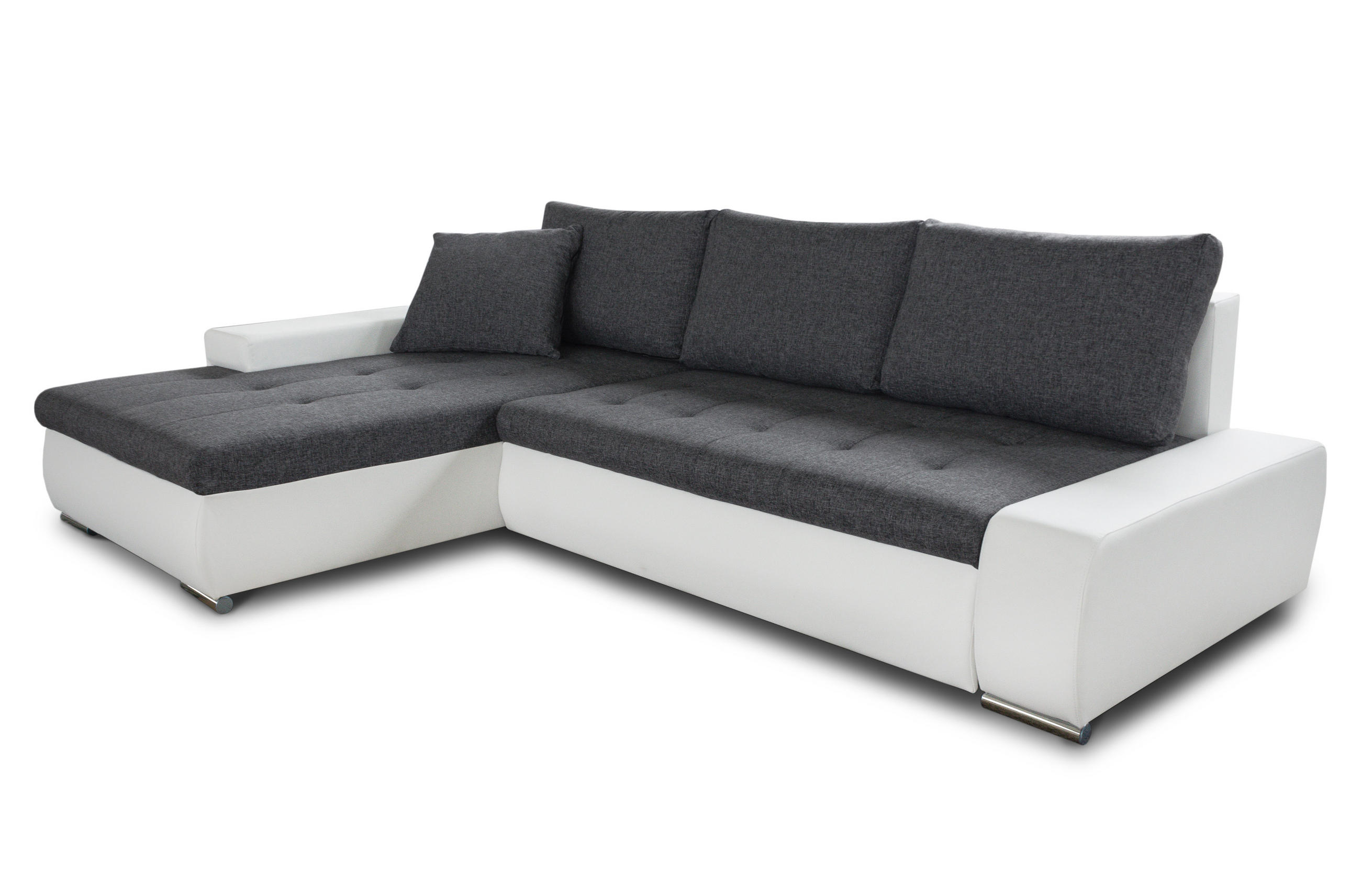 ECKSOFA Faris, Seite: Links - Weiß/Grau, Holz/Textil (266/184cm) - Sofnet