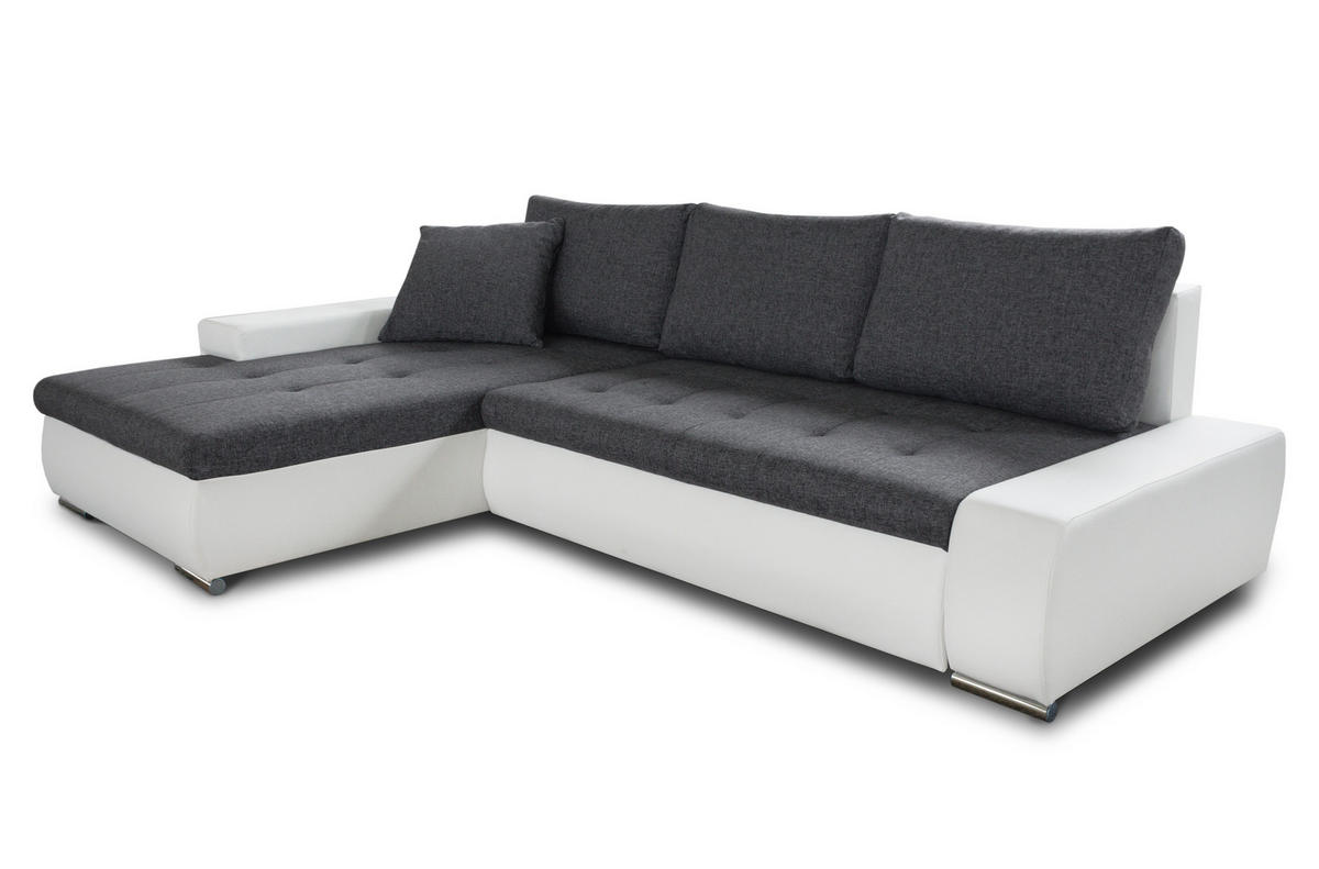 ECKSOFA Faris, Seite: Links - Weiß/Grau, Holz/Textil (266/184cm) - Sofnet