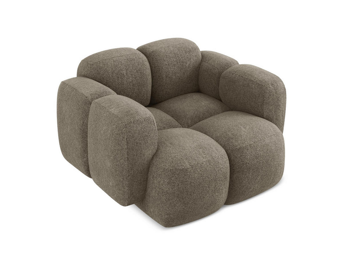 SESSEL Chenille Stoff - Schwarz/Olivgrün, Holzwerkstoff/Kunststoff (120/72/115cm) - Makamii