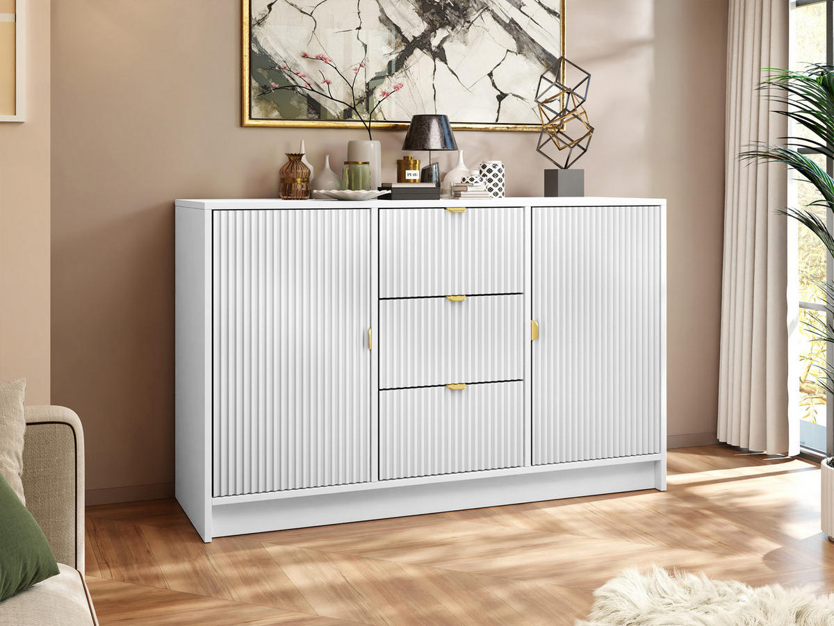 SIDEBOARD Tireno - Goldfarben/Weiß, Holzwerkstoff/Metall (118/75/40cm) - MIRJAN24