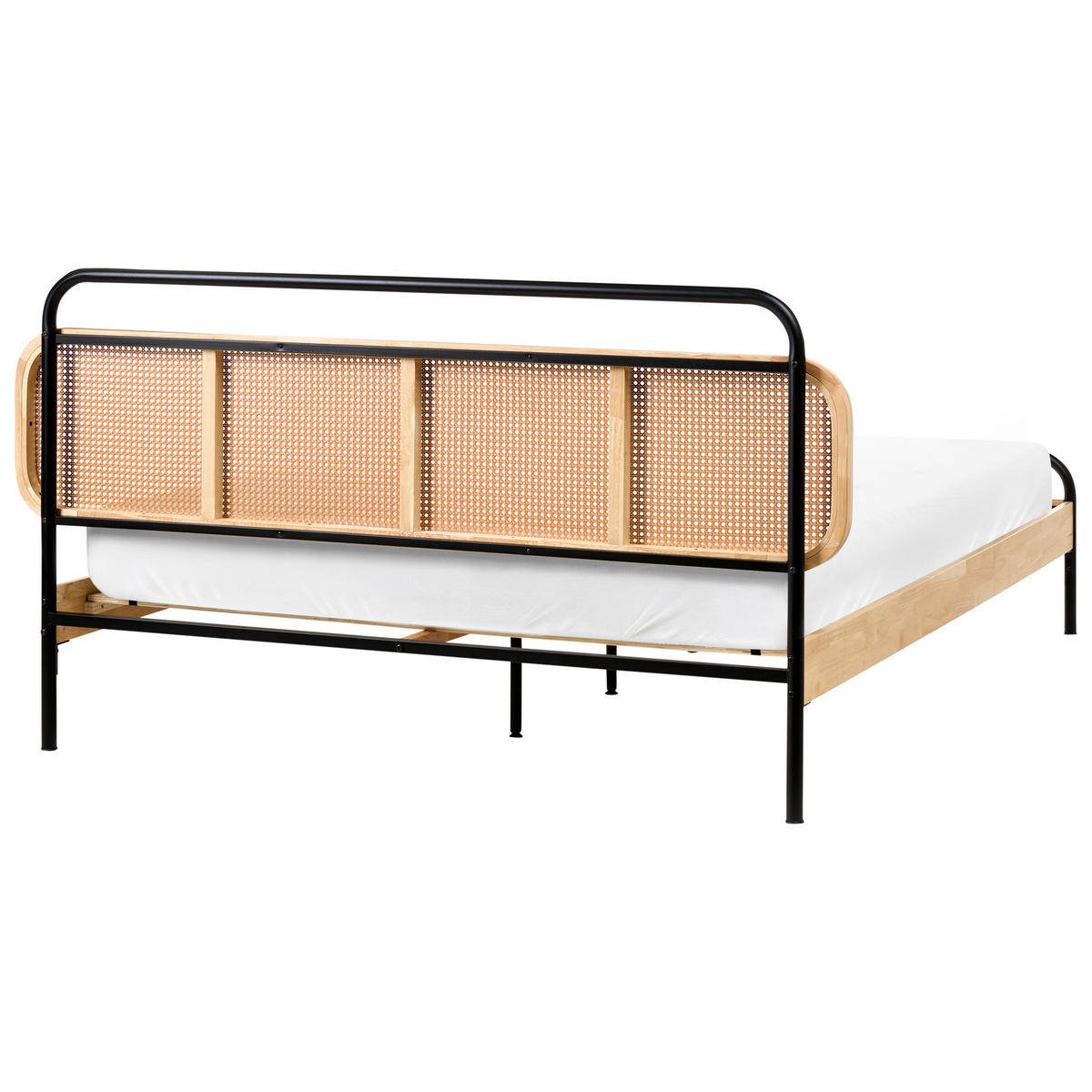 BETT mit Lattenrost 160/200 cm Hellbraun Boussicourt - Hellbraun/Schwarz, Holz (160/200cm) - Beliani