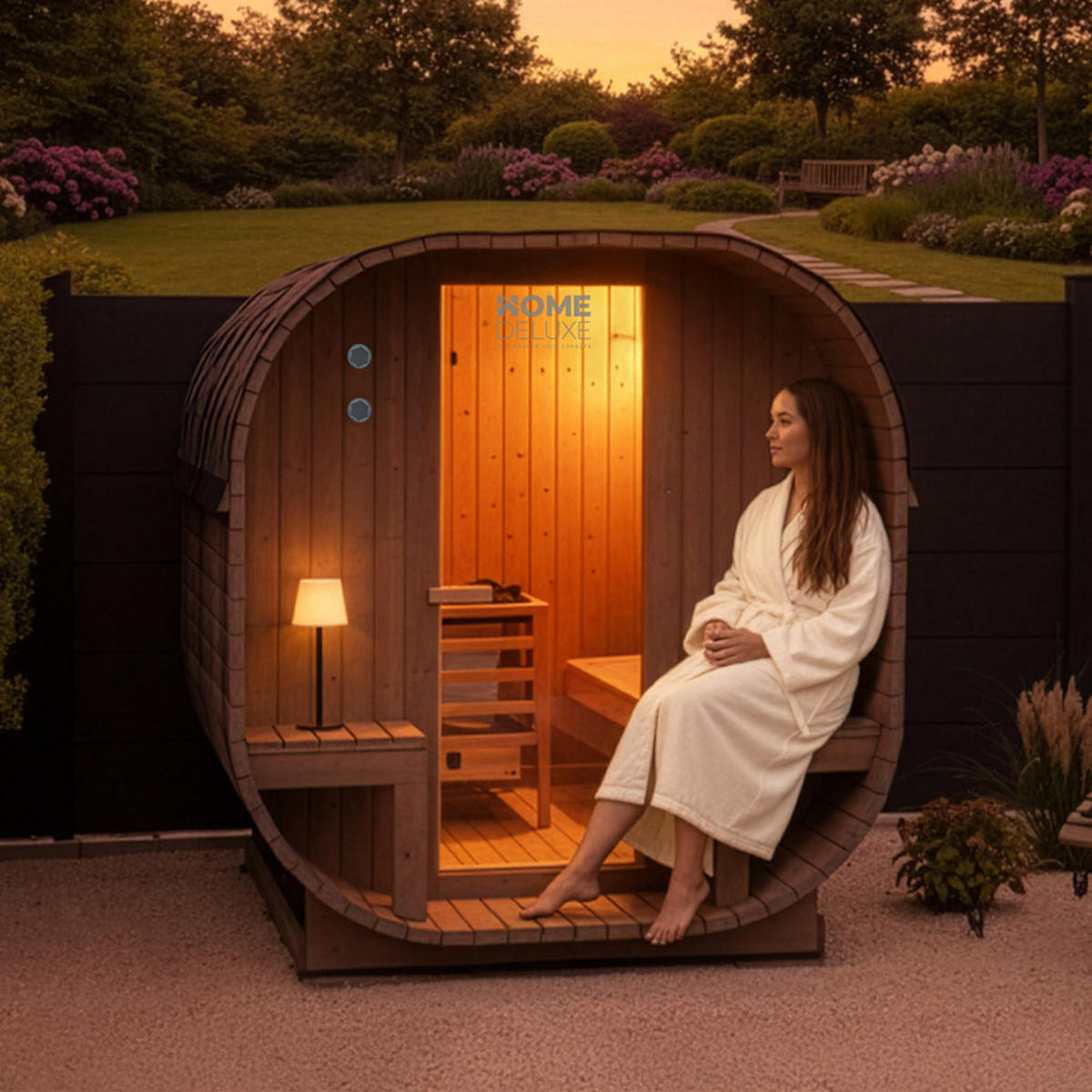 OUTDOOR SAUNA CUBE DELUXE L - DELUXE L - Braun, Holz (192.8/220/194cm) - Home Deluxe