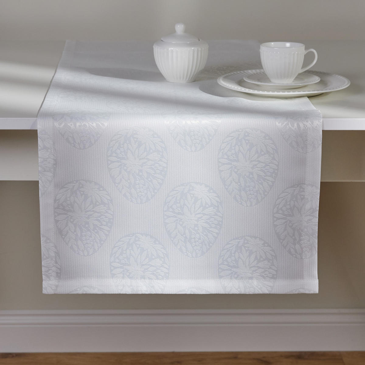 TISCHLÄUFER Lumic - Weiß, Textil (180/40/1cm) - home&you