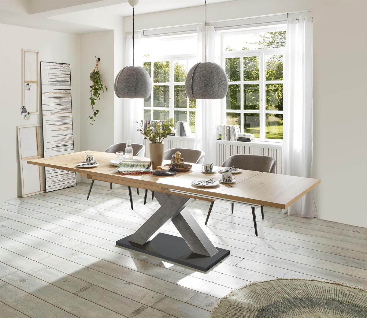 ESSTISCH ausziehbar Elene 180x90x76 Graphit/Asteiche - Eiche Artisan, Holzwerkstoff (180/90/76cm) - 58aufmkessel