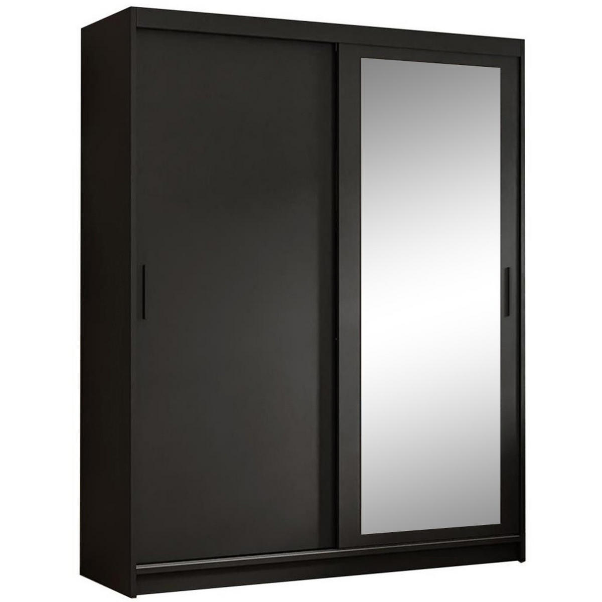 SCHWEBETÜRENSCHRANK Hela 160/205/60 2-türig schwarz mit Schubladen - Schwarz, Holzwerkstoff (160/205/60cm) - Beautysofa