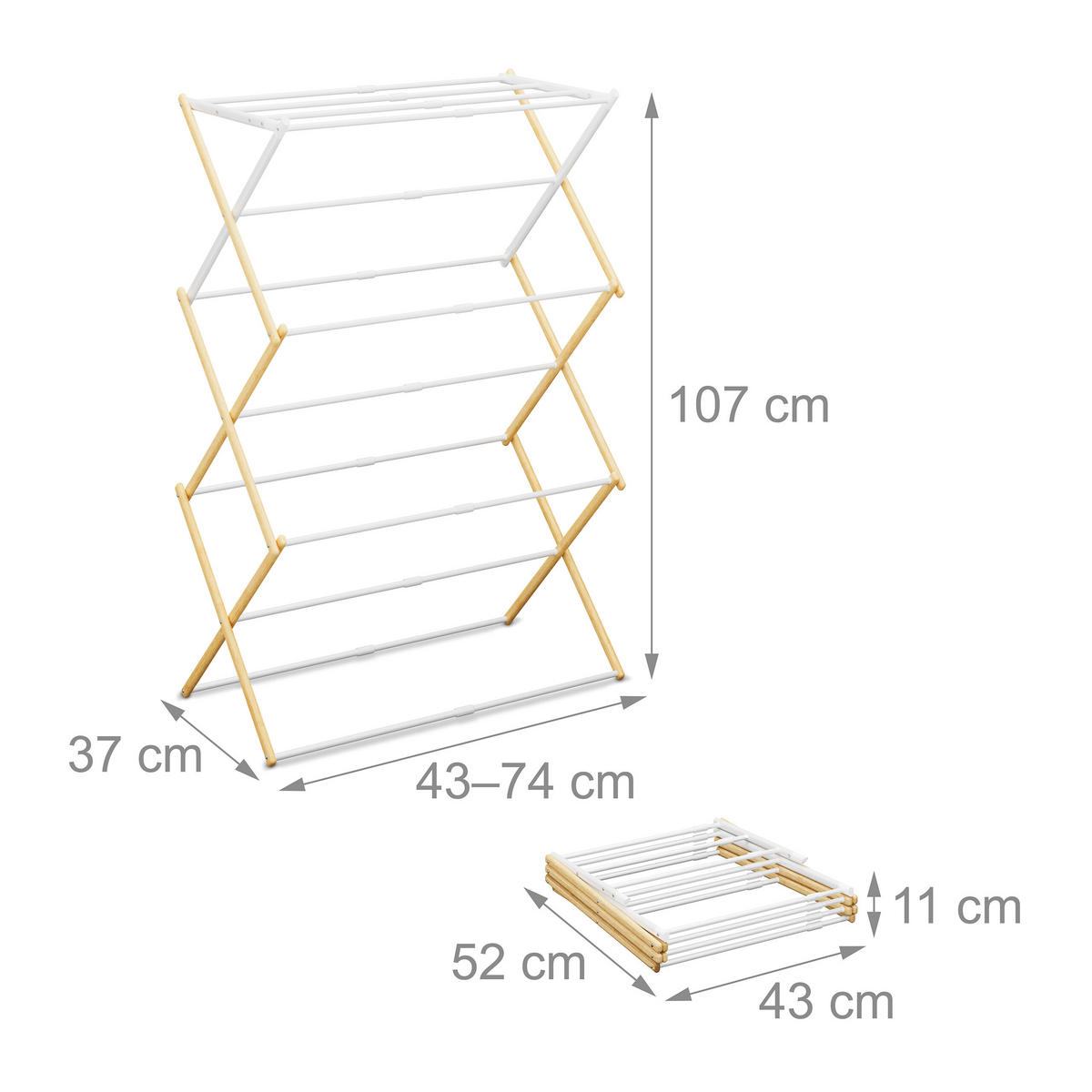 SUŠIAK na prádlo - viacfarebná, kov/drevo (74/107/37cm) - Relaxdays