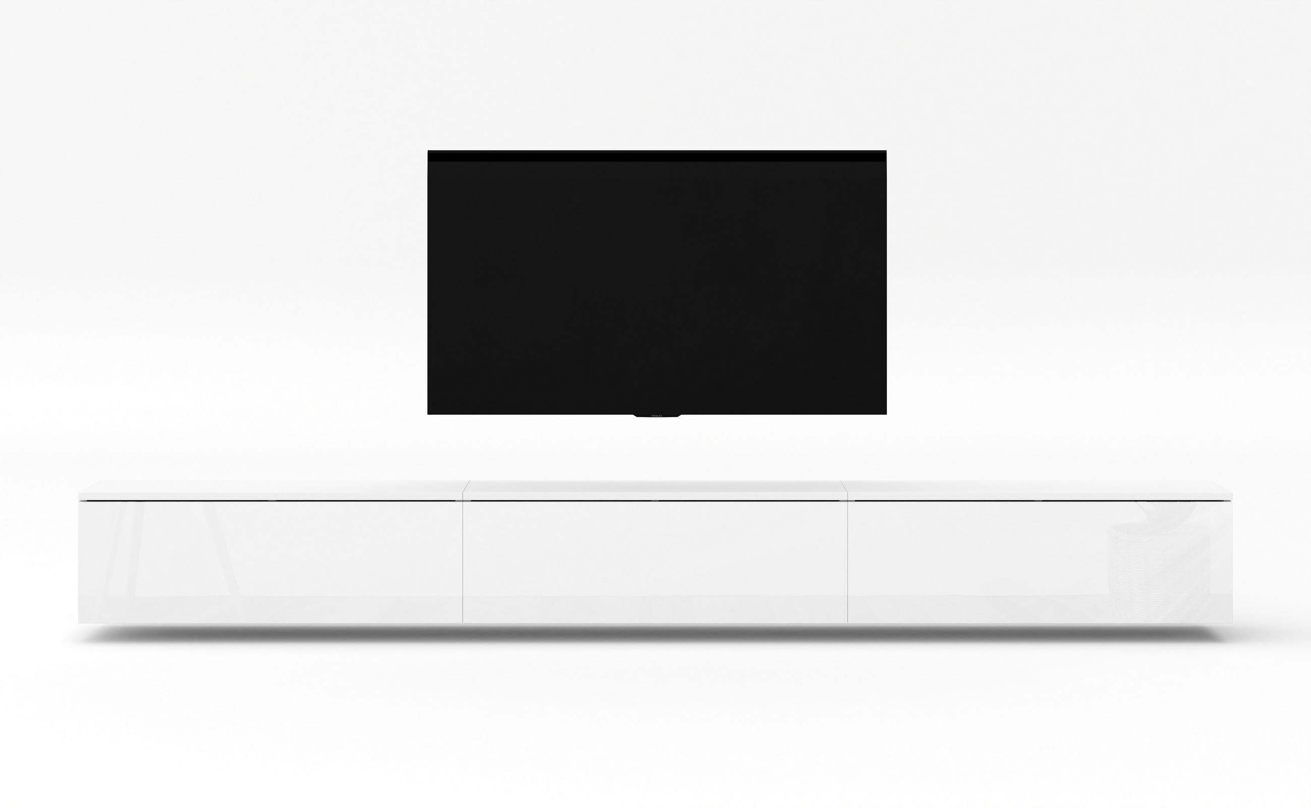 LOWBOARD Loriano 3x100 Weiß Matt, Hochglanz 300/34/32 cm – TV Bank - Weiß, Holzwerkstoff/Kunststoff (300/34/32cm) - AX Living