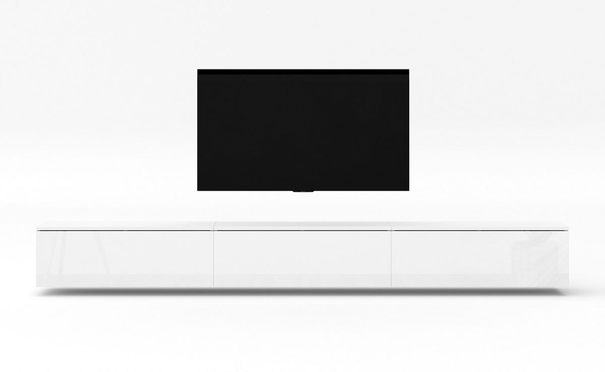 LOWBOARD Loriano 3x100 Weiß Matt, Hochglanz 300/34/32 cm – TV Bank - Weiß, Holzwerkstoff/Kunststoff (300/34/32cm) - AX Living