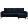 ECKSOFA Axel Samt Dunkelblau - Schwarz/Dunkelblau, Textil/Metall (242/140cm) - MKS