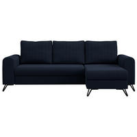 ECKSOFA Axel Samt Dunkelblau - Schwarz/Dunkelblau, Textil/Metall (242/140cm) - MKS