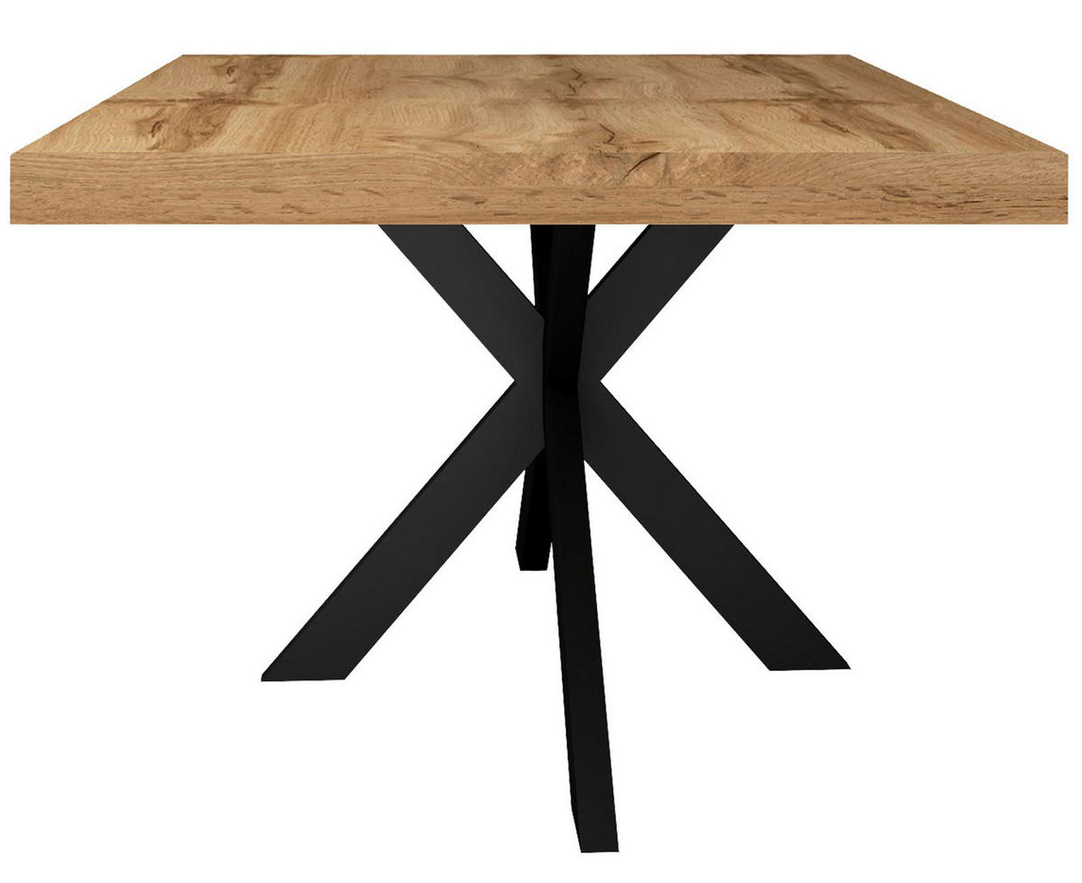 ESSTISCH Elgin 2 210x80x100 Metall+Holzwerkstoff Schwarz/Wotan Eiche - Eiche Wotan/Schwarz, Holzwerkstoff (210/100/80cm) - 58aufmkessel