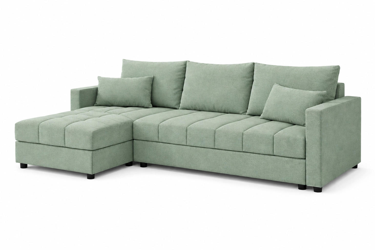 WOHNLANDSCHAFT AURELIA– Ecksofa in L-Form mit Schlaffunktion Bettkasten & Kissen Stoff KRONOS 226 cm Grün - Grün, Kunststoff (226/140cm) - Wohnideebilder