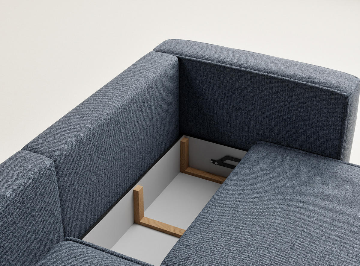 ECKSOFA MIT SCHLAFFUNKTION Velto Blau Grau Webstoff - Blaugrau/Schwarz, Holz/Holzwerkstoff (152/250cm) - Maison de Reve