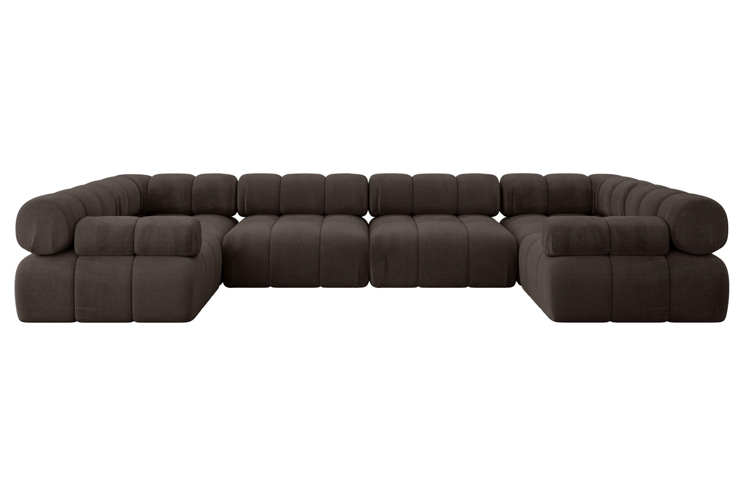 WOHNLANDSCHAFT modulares Sofa Birno-U2 - 380x190x70 cm Braun Velours - Braun, Holzwerkstoff/Textil (380/70/190cm) - ALTDECOR