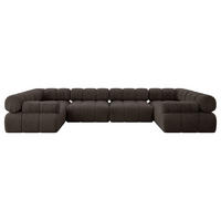 WOHNLANDSCHAFT modulares Sofa Birno-U2 - 380x190x70 cm Braun Velours - Braun, Holzwerkstoff/Textil (380/70/190cm) - ALTDECOR