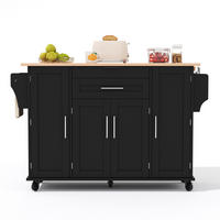 KÜCHENINSEL mobile 136 x 70 x 92 cm Schwarz/Natur MDF - Schwarz, Holz (70/92/136cm) - Beauniv