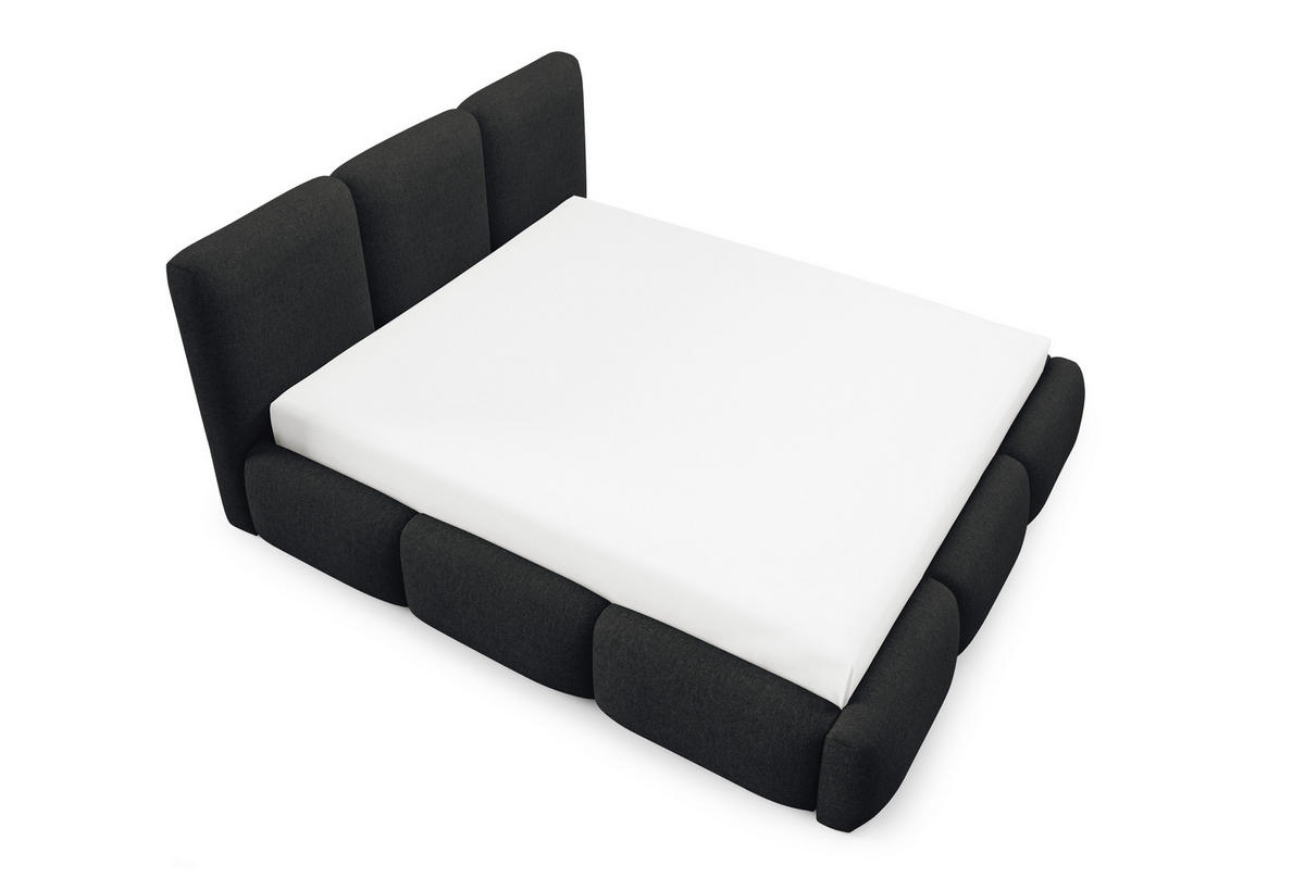POLSTERBETT BOVA 160x200 cm mit Bettkasten,Lattenrost,Doppelbett,Boxspringbett-Optik-Schwarz - Schwarz, Holz (160/200cm) - Furnistar
