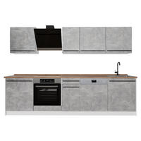 KUCHYŇSKÝ KOUT R-Line, Beton/Bílá, 280 cm bez pracovní desky - šedá/bílá, kompozitní dřevo (280/206.8/46cm) - Vicco