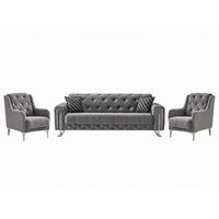 SITZGARNITUR Shimla, Grau Stellvariante 3+1+1 - Grau, Holzwerkstoff/Metall (220/80/100cm)
