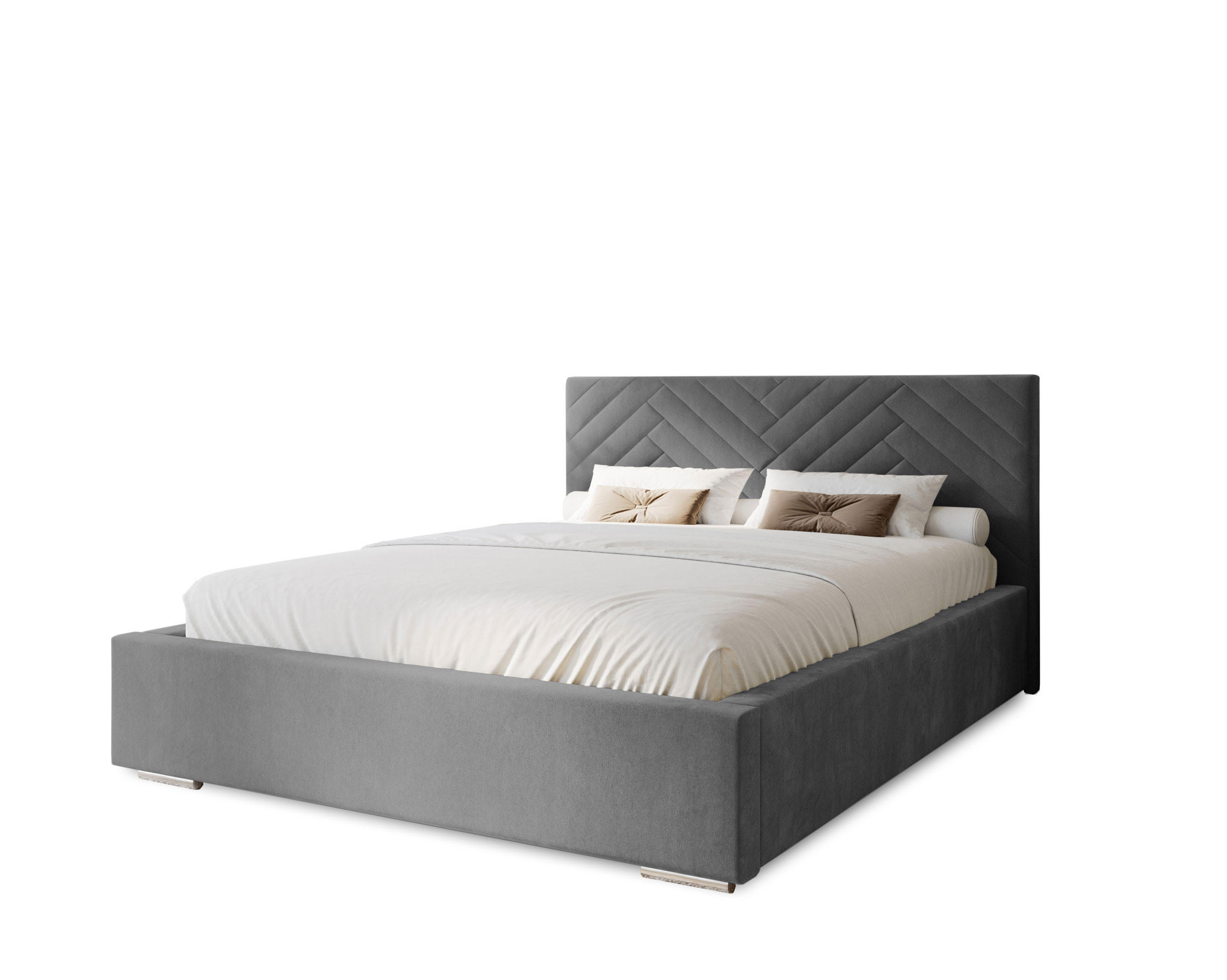 POLSTERBETT Aura 140x200 cm, Doppelbett mit Bettkasten und Lattenrost aus Holz, Velourstoff: Dunkelgrau - Dunkelgrau, Holz/Kunststoff (140/200cm) - Marpur