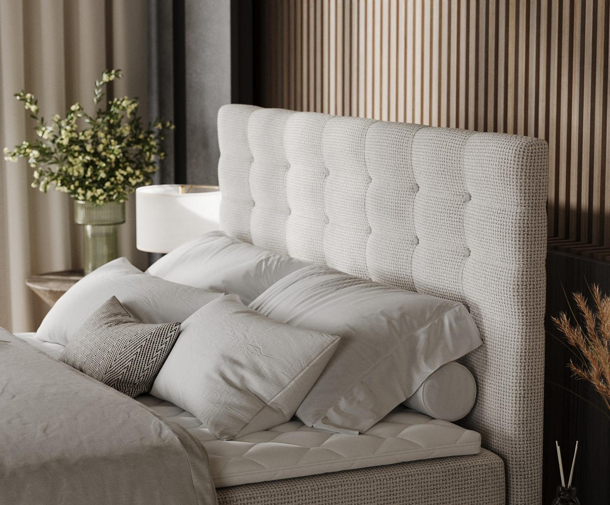 BOXBETT Niro 120/200 cm Creme im Bonita Stoff - Creme/Schwarz, Holz/Holzwerkstoff (120/200cm) - AltaBeds