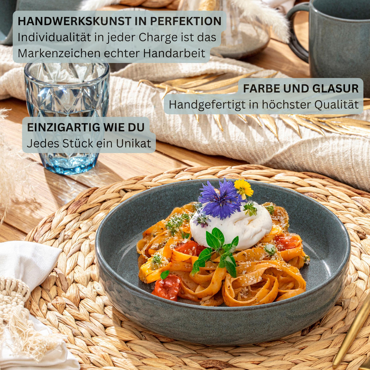 TAFELSERVICE KAIRO OCEAN - 24 teilig aus Steingut - Blau, Stein (27/6.7/27cm) - Sänger