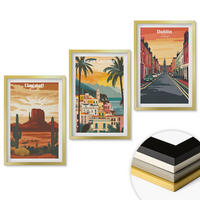 WANDBILDER 3er Set - 40x60 cm Goldrahmen - Landschaften natürlicher Städte - Goldfarben, Kunststoff (40/60cm) - ArtPrintCave