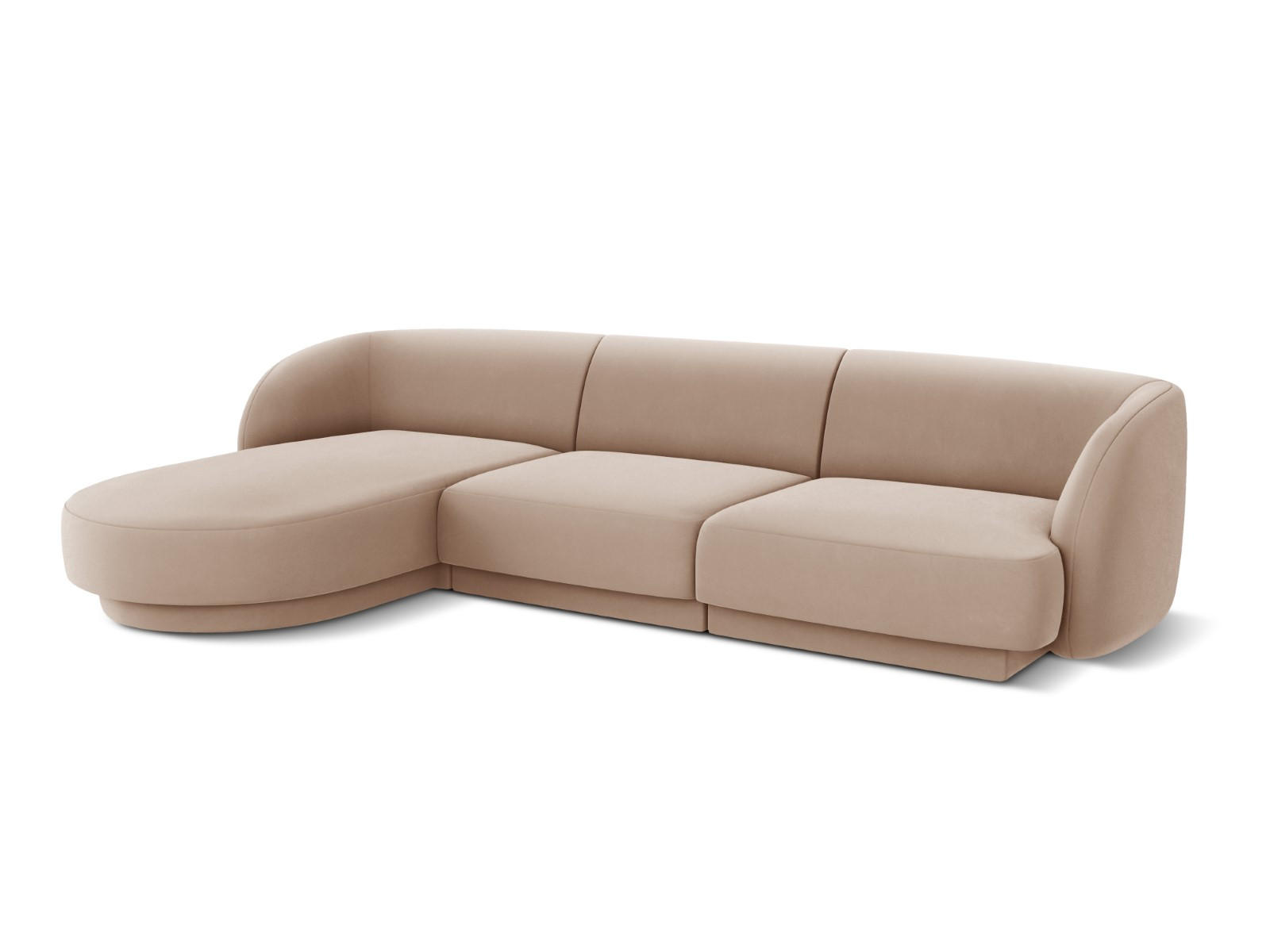 ECKSOFA links Miley aus Samt cappuccino 4 Sitzplätze - Cappuccino, Textil (156/255cm) - Micadoni