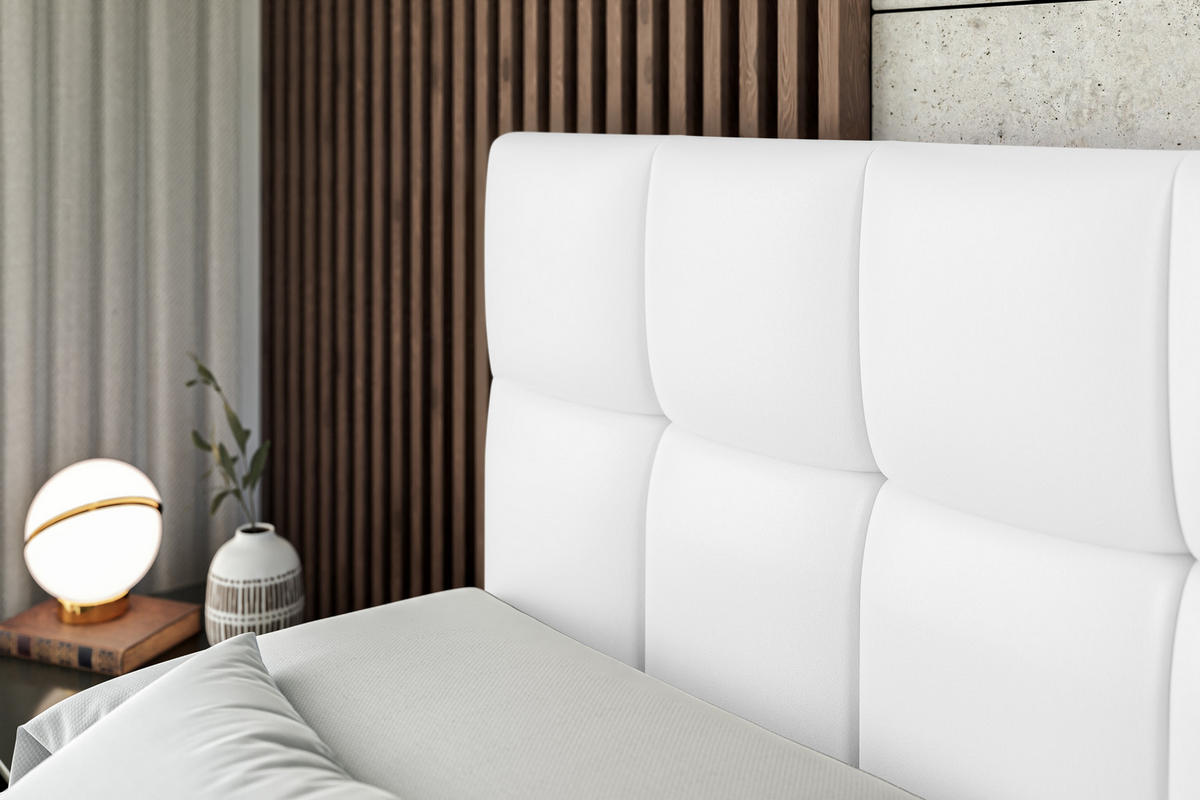 BOXBETT mit H3-Matratze und Lattenrost - RICAR - 160x200 Weiß Hochglanz - Weiß Hochglanz, Holzwerkstoff (160/200cm) - ALTDECOR