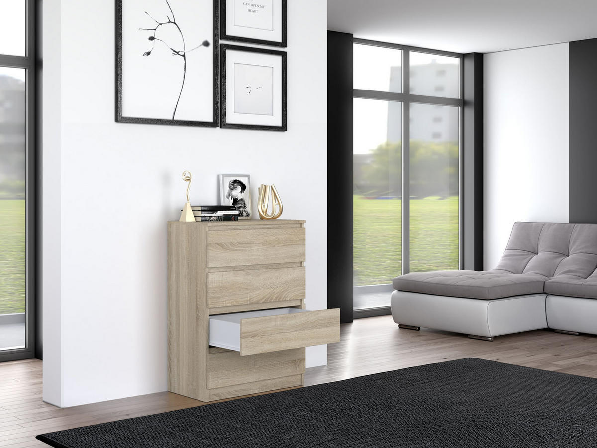 KOMMODE 4 SCHUBLADEN M4 - EICHE SONOMA - Sonoma Eiche, Holzwerkstoff (70/97/40cm) - CDF