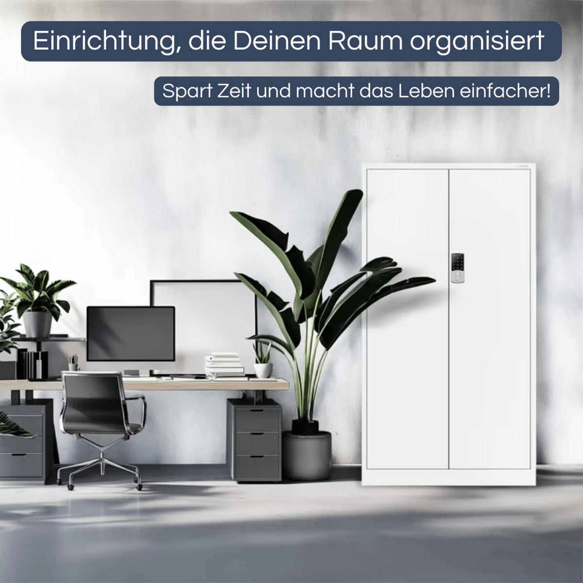 METALLSCHRANK abschließbar ODIS mit Zahlenschloss 185x90x40cm Weiß - Weiß, Metall (90/185/40cm) - DELUKE