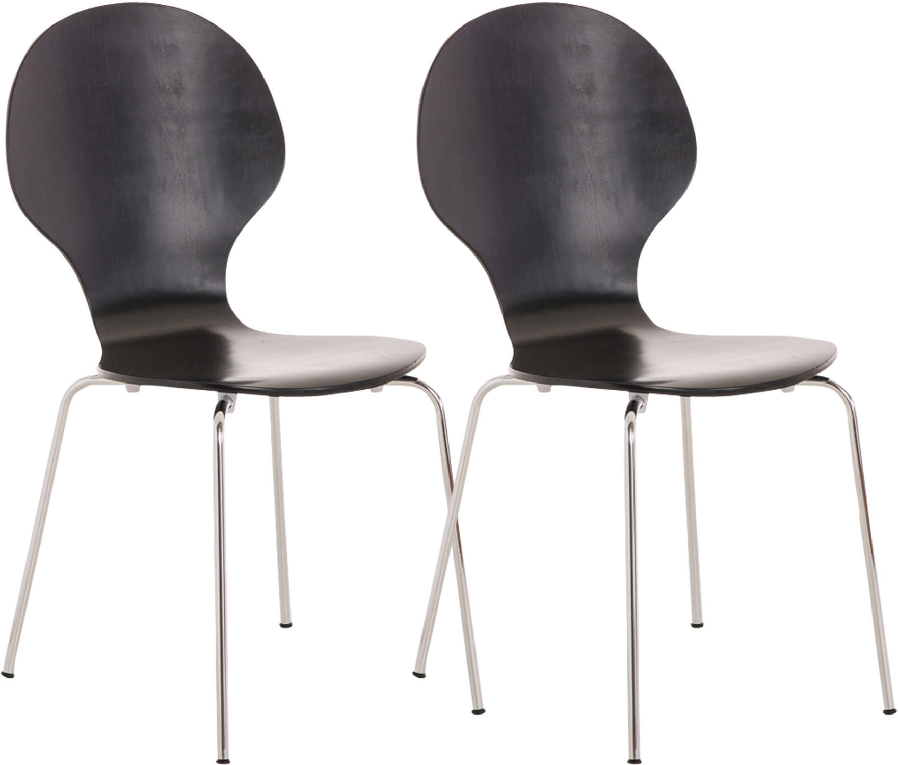 BESUCHERSTUHL Ede - 2er Set schwarz - Schwarz, Metall (43/68/45cm) - TPFLiving