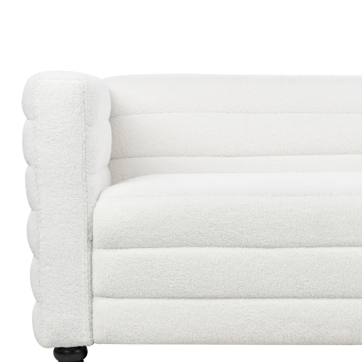 3-SITZER-SOFA Bouclé cremeweiß Hofn - Schwarz/Weiß, Textil (214/72/79cm) - Beliani