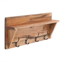 WANDGARDEROBE VINTAGE Recyclingholz, mit Regalablage, 8 Haken 01 natur-vintage - Naturfarben, Holz (60/26/10cm) - DESIGN DELIGHTS