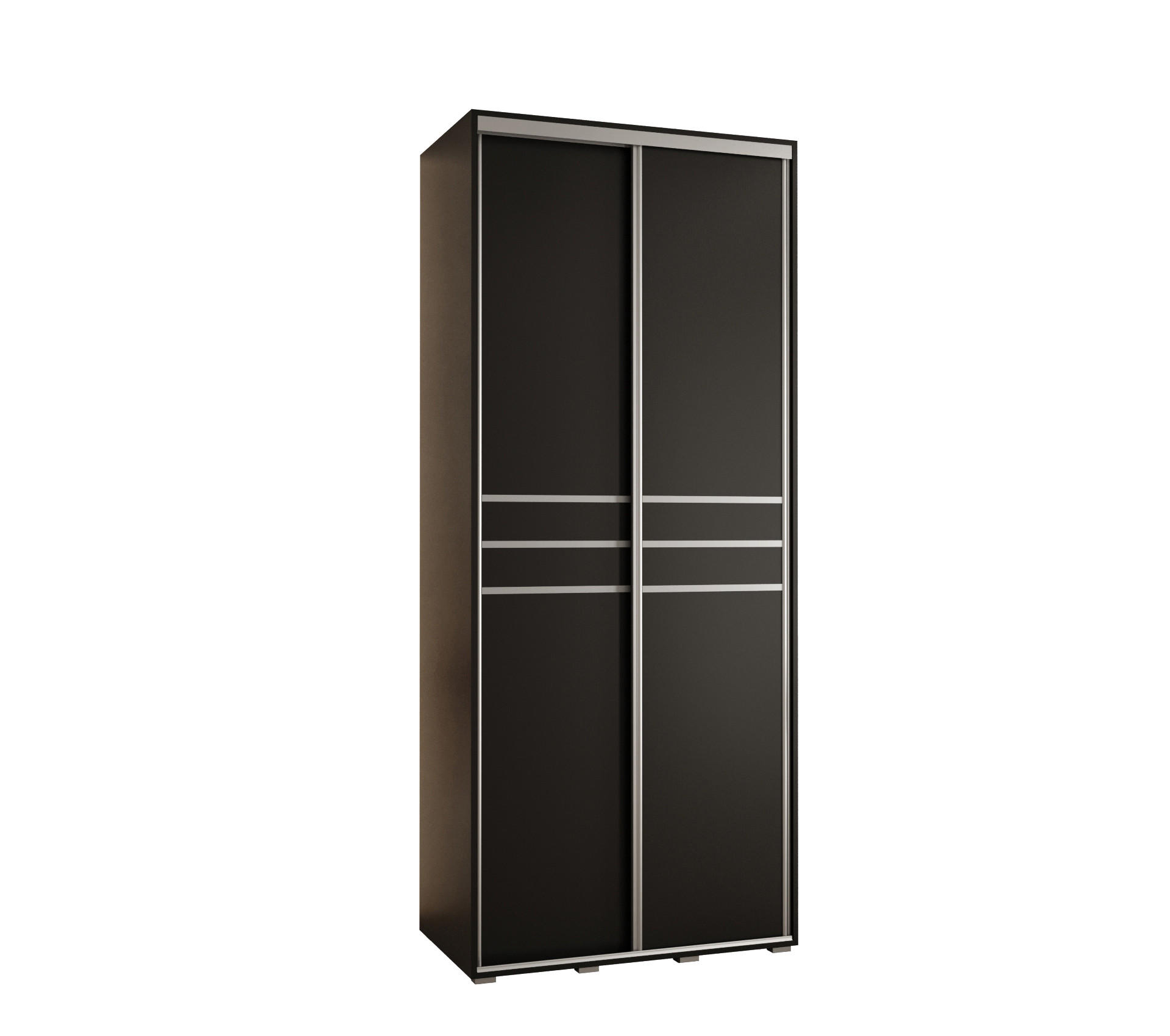 Abiks Möbel Schwebetürenschrank Schwarz, Schwarz, Silber 120x235x60 cm