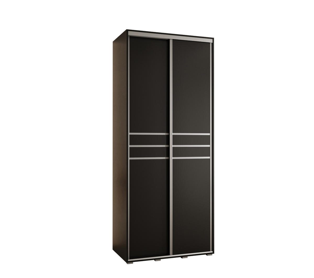 SCHWEBETÜRENSCHRANK 235,2/120/60 2-türig - Silberfarben/Schwarz, Holz/Metall (120/235/60cm) - Abiks Möbel