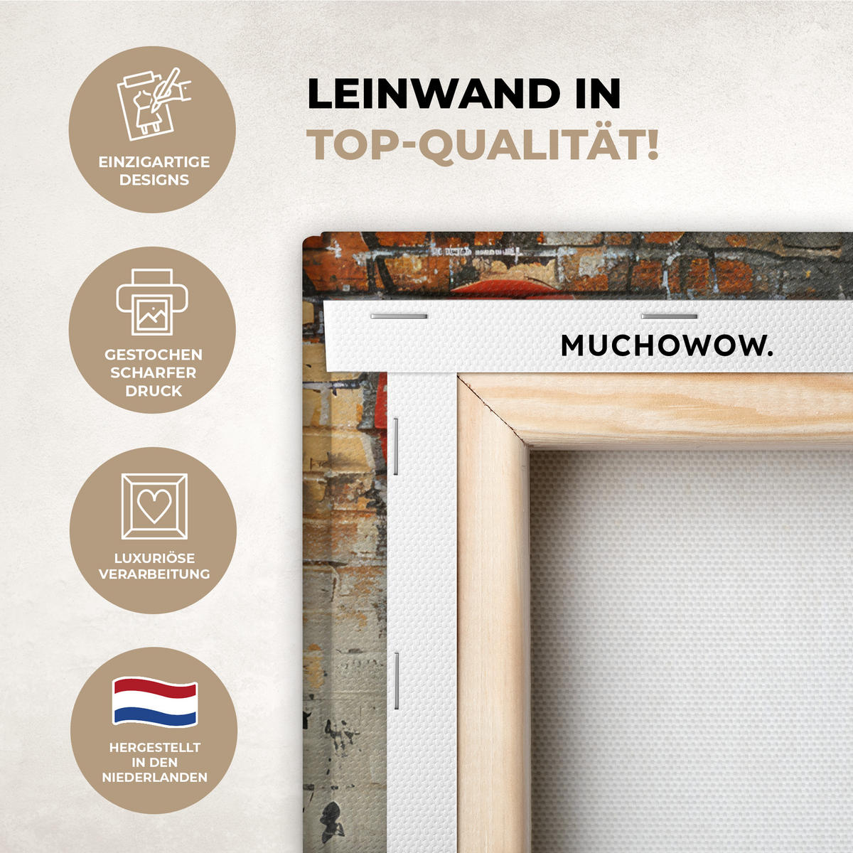 LEINWANDBILD Graffiti - Banksy - Mädchen - Straßenkunst Deko Wohnzimmer 20x30 cm - Sandfarben, Textil (20/30cm) - MuchoWow