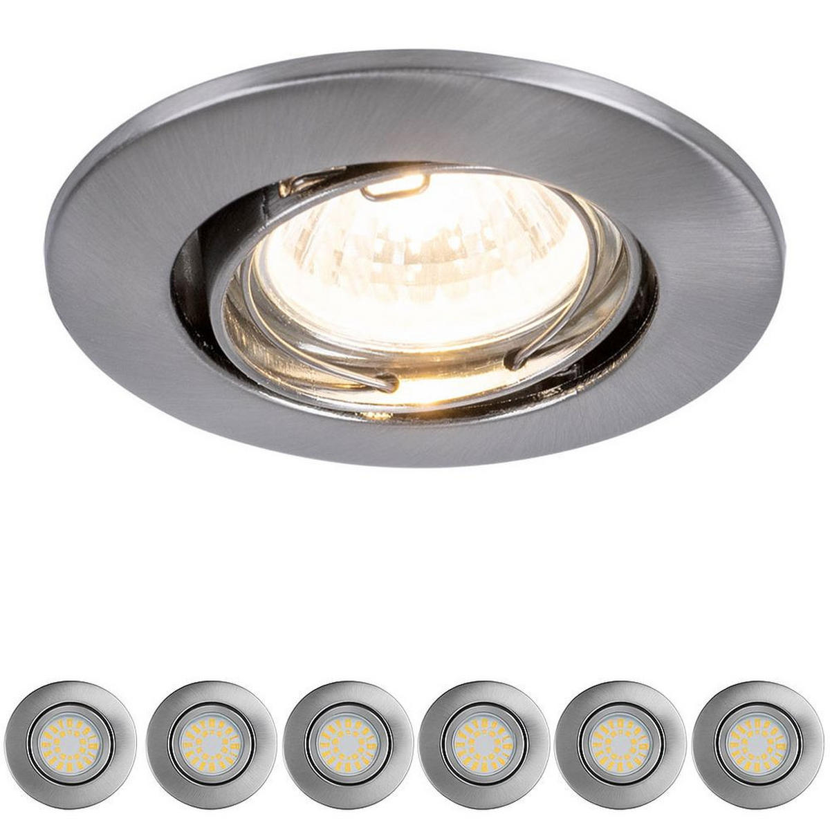 LED DECKENLEUCHTE Silber Aluminium 6er Set - Silberfarben, Metall (8.3/8.3/6cm)