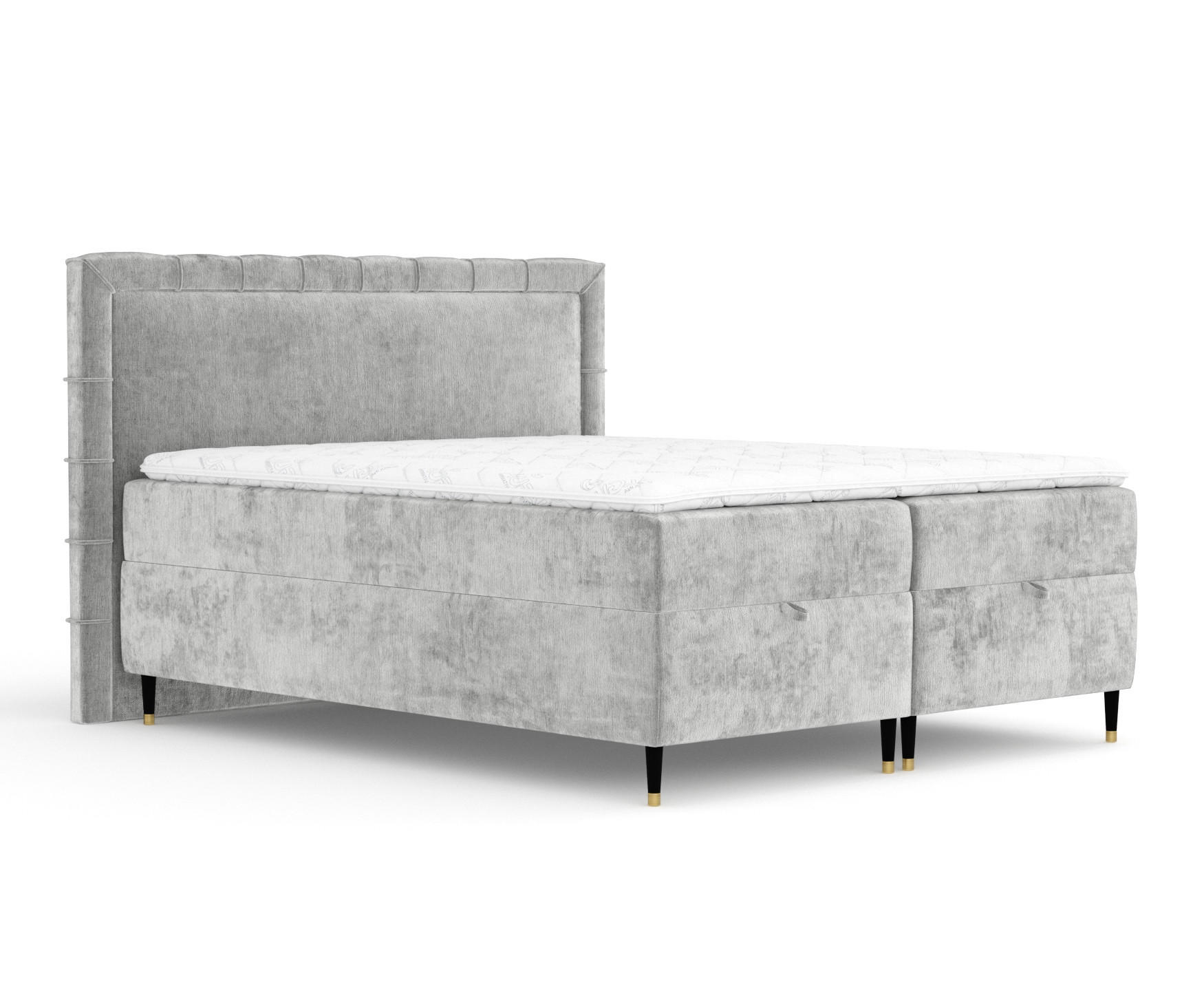 BOXBETT Monpelli Grau 200/200 cm mit Matratze und Topper - Schwarz/Grau, Holz/Holzwerkstoff (200/200cm) - Maison de Reve