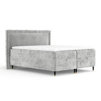 BOXBETT Monpelli Grau 140/200 cm mit Matratze und Topper - Schwarz/Grau, Holz/Holzwerkstoff (140/200cm) - Maison de Reve