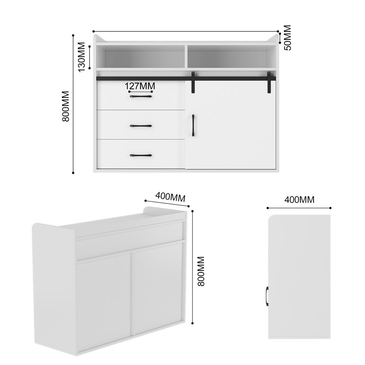 SIDEBOARD in 107/80/40cm - Weiß, Holzwerkstoff/Metall (107/80/40cm) - HOMAVO