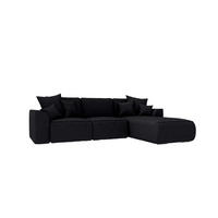 ECKSOFA GUSTO Strukturstoff Schwarz Rechts inkl. Schlaffunktion - Chromfarben/Schwarz, Kunststoff/Textil (295/194cm) - 99rooms