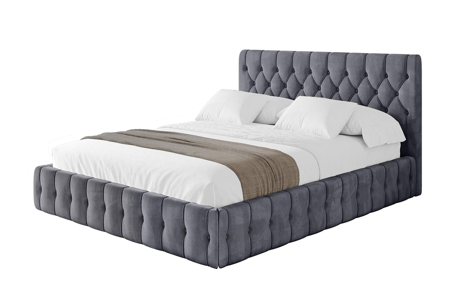 POLSTERBETT mit Bettkasten und Lattenrost, Bett mit Matratze H3/H4 - LARO 160x200 Dunkelgrau - Dunkelgrau, Holzwerkstoff/Textil (160/200cm) - ALTDECOR
