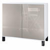 KOMMODE Skadu Sandgrau Hochglanz - Sandfarben, Holzwerkstoff (92.5/84.5/35cm) - Vladon