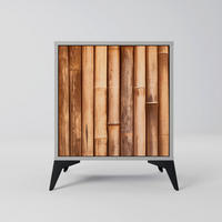 SIDEBOARD NATURAL WOOD, Grau, 57,5x42x70,5 cm, Schwarze Metall-Sternfüße - Multicolor/Schwarz, Holzwerkstoff/Metall (57.5/70.5/42cm) - SpaceRebels