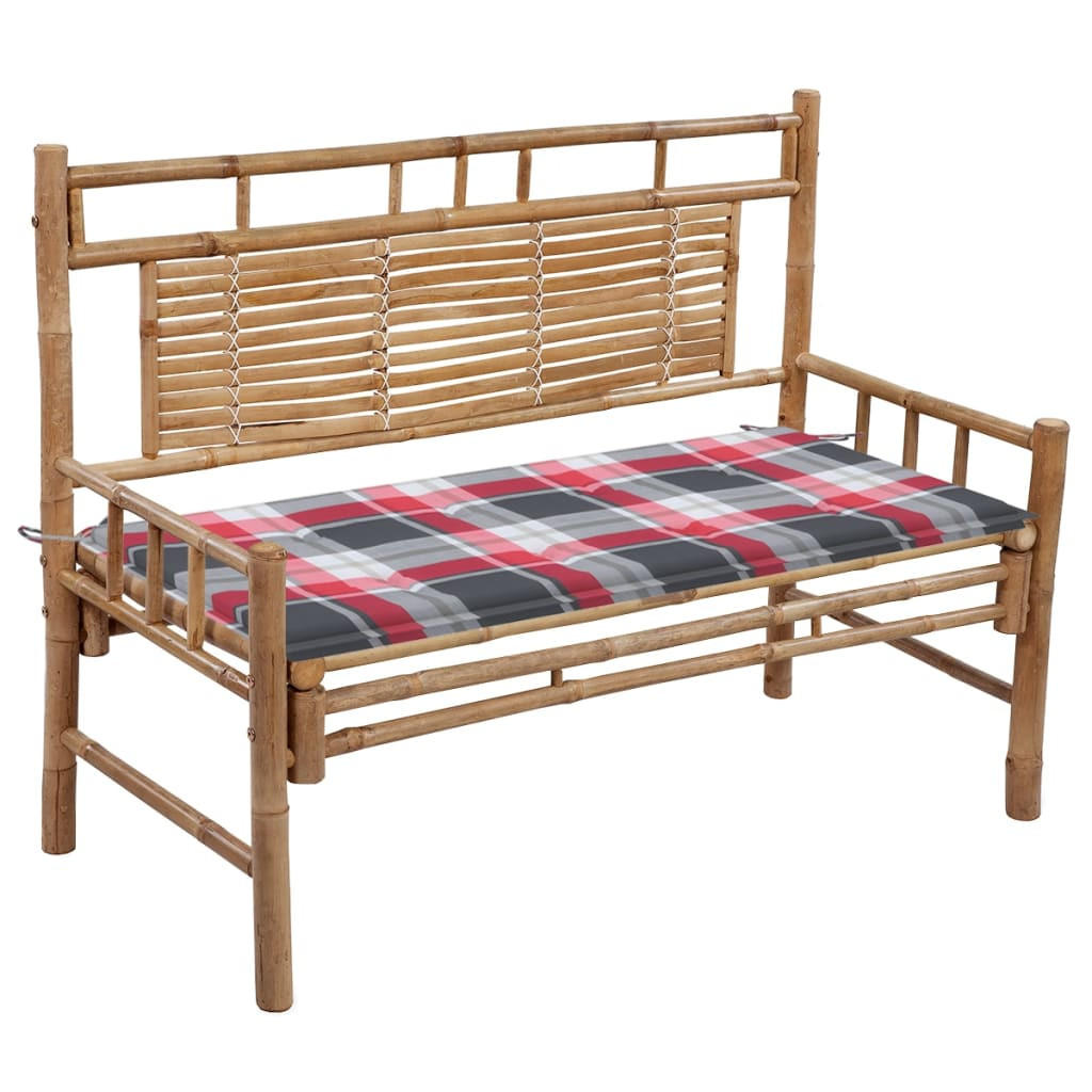 GARTENBANK mit Auflage 120 cm Bambus - Braun, Holz (55/90/120cm) - furnicato