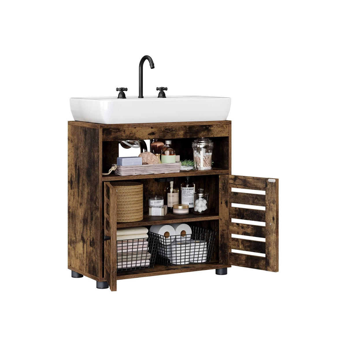 WASCHBECKENUNTERSCHRANK - Braun, Holzwerkstoff (30/63/60cm) - Hansiro