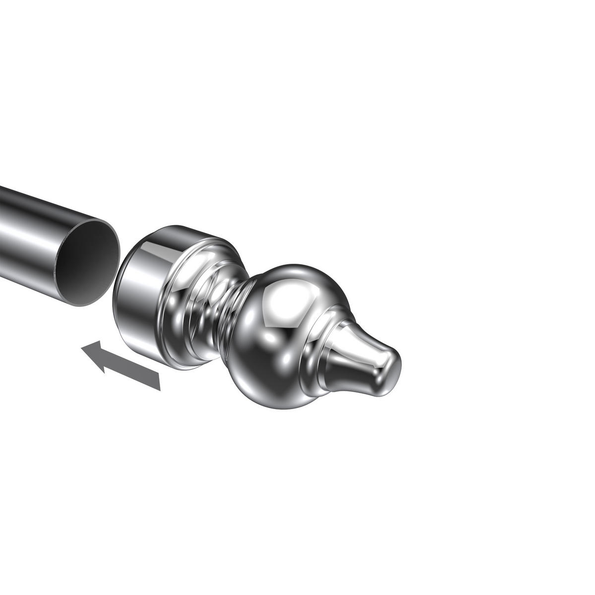 ENDSTÜCKE FÜR GARDINENSTANGEN 28 mm Ø, Rondo Chrom, Packung 2 Stück - Chromfarben, Kunststoff (8.8/4.3/4.3cm) - INTERDECO