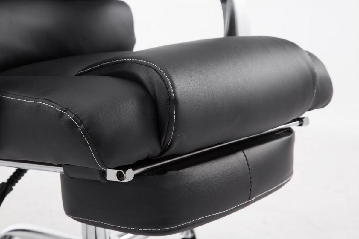 CHEFSESSEL Lederlook schwarz - Chromfarben/Schwarz, Textil/Metall (68/118/64cm) - CLP